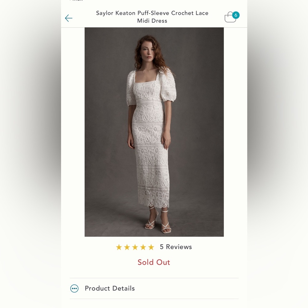 NWT! SOLD OUT ONLINE! Anthro BHLDN Saylor Keaton Puff-Sleeve Crochet Lace Dress